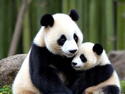 Eine Panda-familie im Tiergarten Schönbrunn.